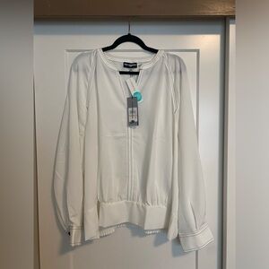 NWT Karl Lagerfeld Contrast stitched blouse with cinched bottom